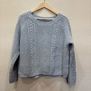Tart Grey Cable Knit Crew Neck Sweater Size XS Boxy Oversized Chunky Preppy